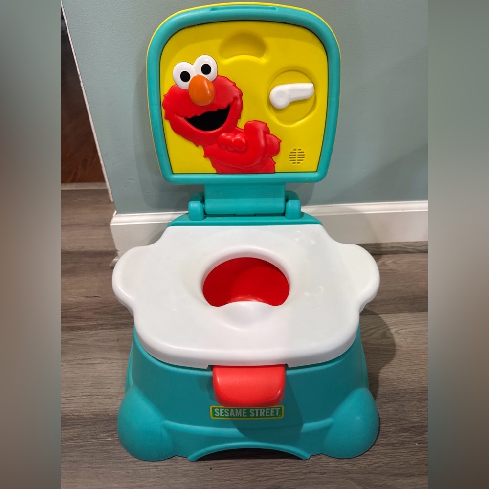 Sesame Street Elmo Hooray 3-in-1 Potty Chair, Toilet Trainer, Step Stool, Flush
